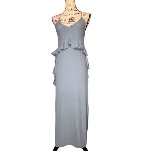 ELLIATT Maxi Dress Blue Spaghetti Strap Ruffle Tiered Formal Evening XS